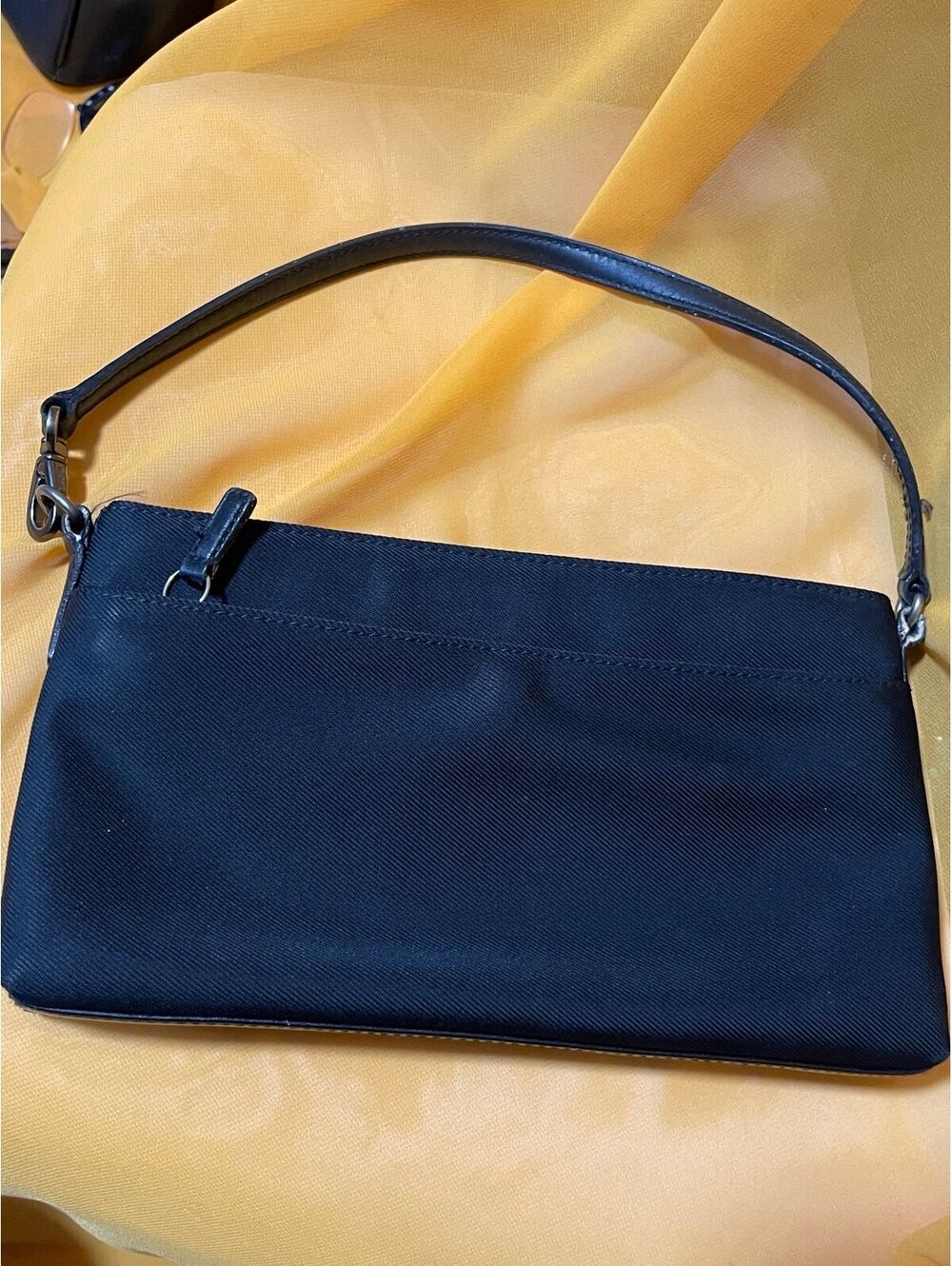 Coach 7407 Black Nylon Mini Shoulder Bag Baguette Y2K Zip Top Vintage